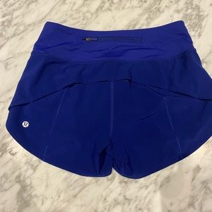 Cobalt blue size 4 lululemon speed shorts 4 inch inseam